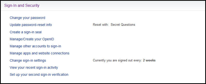 Yahoo Sign-In and Security