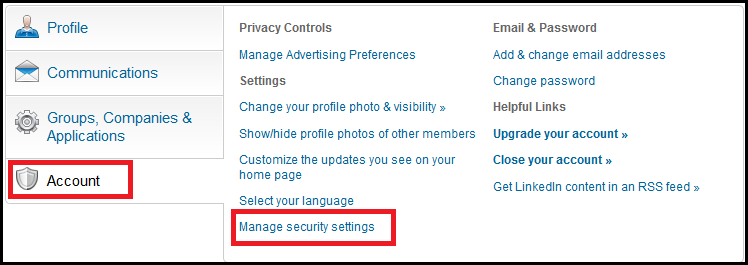 Manage security settings