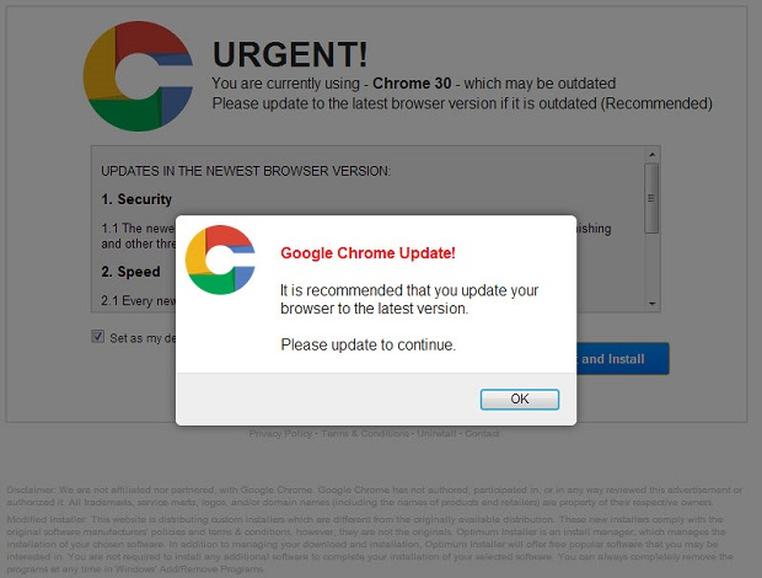 fake Chrome update